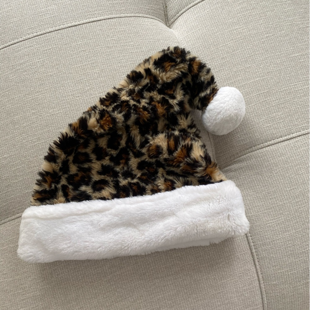 Leopard Print Santa Hat - Picture 3 of 4
